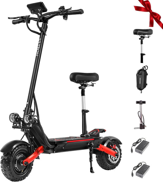Electric Scooter for Adults – 52MPH , Dual Motor, 50-Mile Range, Off-Road, Foldable with Seat