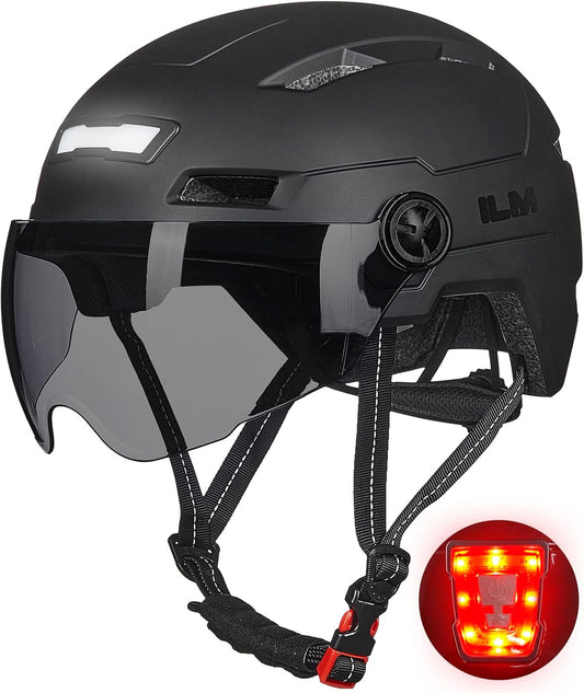 Adult Bike Helmet with USB LED Lights, Removable Goggle, for Road & Mountain Cycling (E3-10L)
