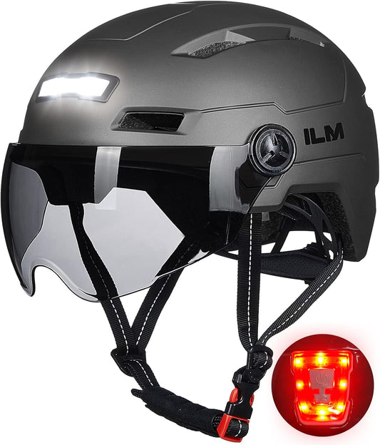 Adult Bike Helmet with USB LED Lights, Removable Goggle, for Road & Mountain Cycling (E3-10L)